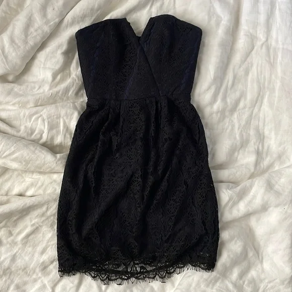 clarina lace mini dress Little Whispers Cowl Neckline Lace Overlay Mini Dress White main image 1